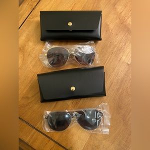 NEW!! 2 pair of aviators, with cases and cleaning cloths.